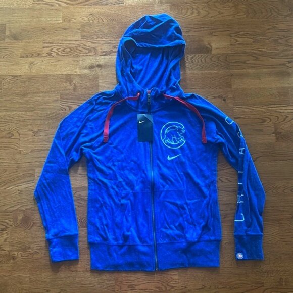 NWT Nike Chicago Cubs Zip Up Sweatshirt Women S Hoodie Full Royal Blue Red - Picture 1 of 4